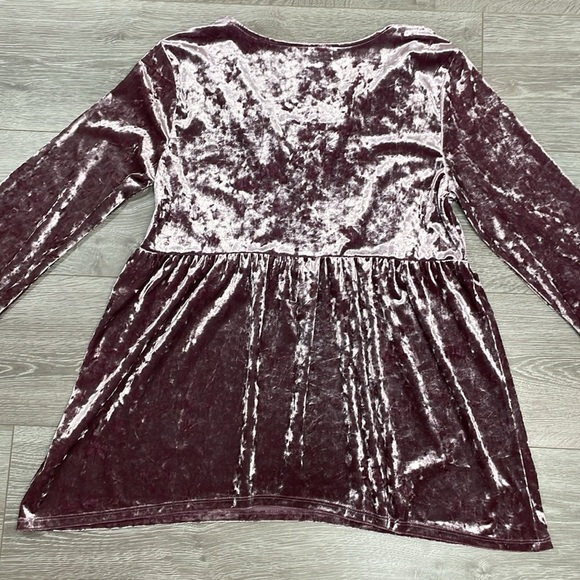 NWOT Style & Co Embroidered Lace Up Crushed Velvet Long Sleeve Blouse M - Picture 14 of 16